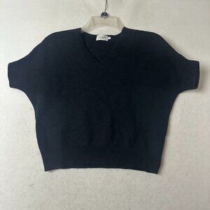 The Reset R Label Sweater sz M (fits small) black cropped v neck Wool minimalist
